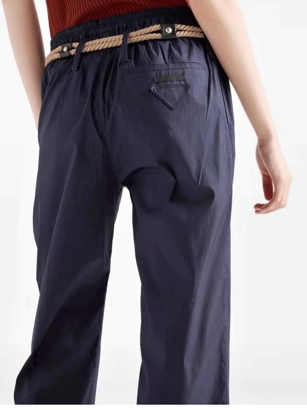 Prada 2025 Navy Blue Poplin Pants Sz 42 US 6